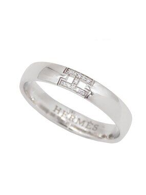 Hermes Ever Herakles White Gold 18K Diamond Wedding Ring 56